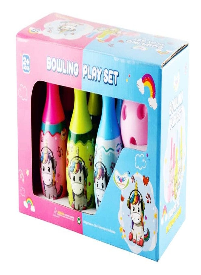JAPSI Unicorn Bowling Play Set for Kids, 6 Bottles and 1 Ball, Non-Toxic Plastic, Multicolour, Age 3+ | - Image 1